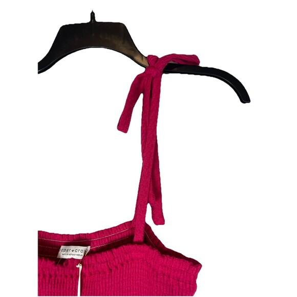 NWT! Paper Crane Spaghetti Strap Smocked Bust Tiered pink med boho - Picture 3 of 9